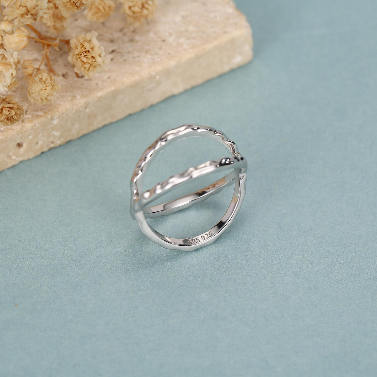 Hammered X Crossover Stacking Ring