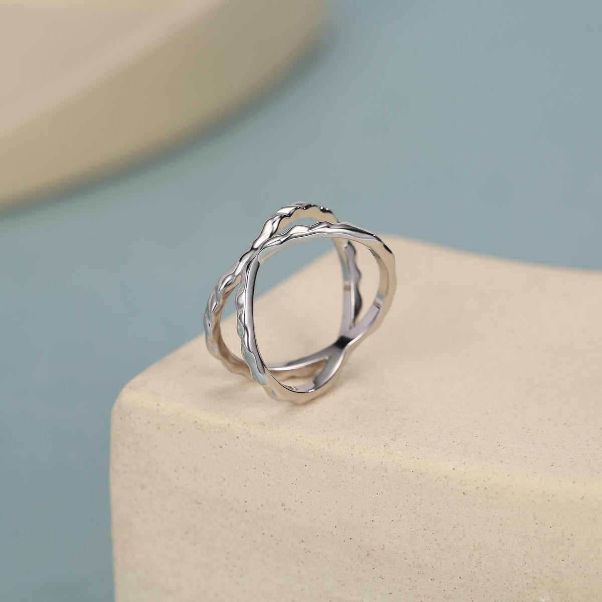 Hammered X Crossover Stacking Ring