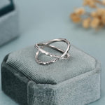Hammered X Crossover Stacking Ring