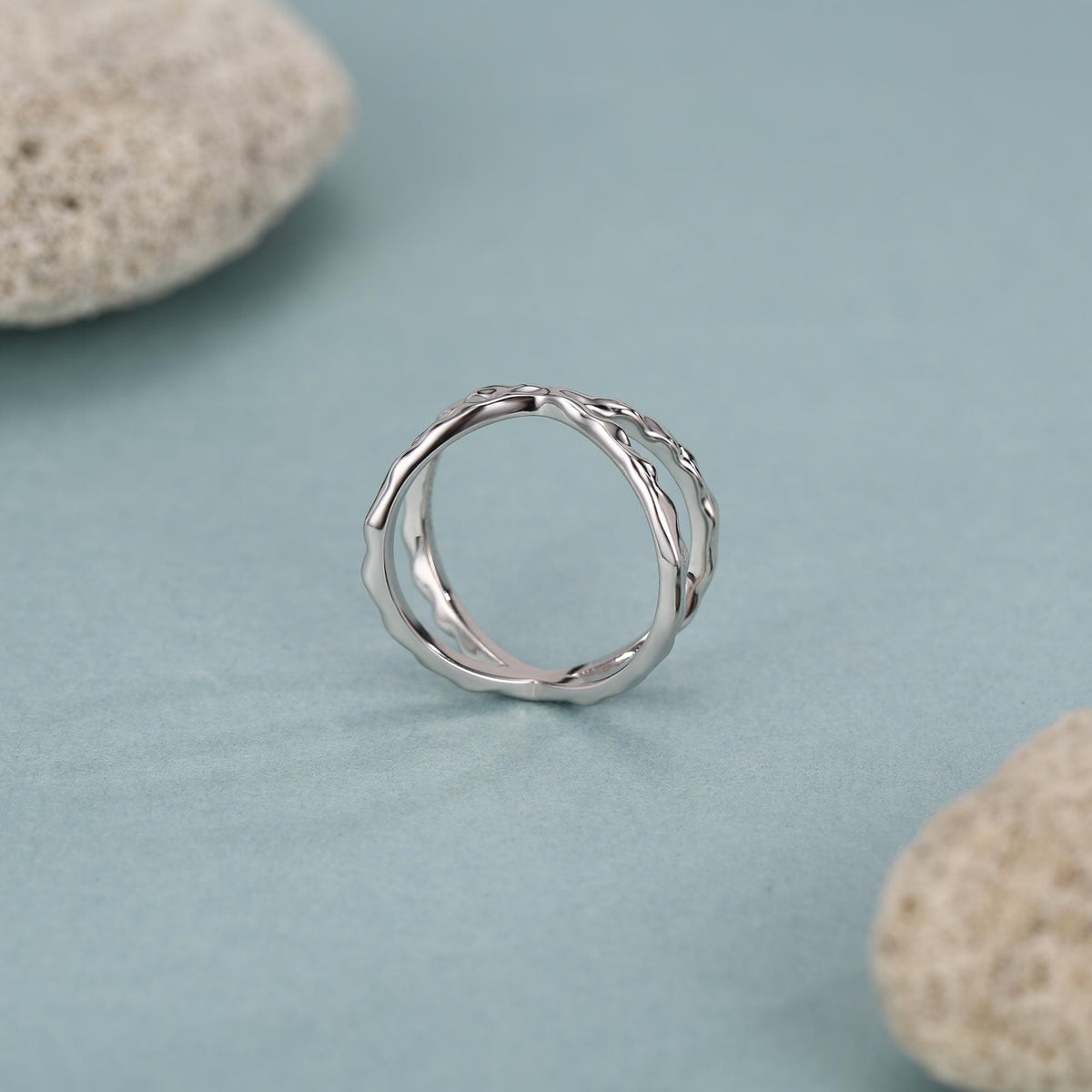Hammered X Crossover Stacking Ring