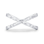 Hammered X Crossover Stacking Ring