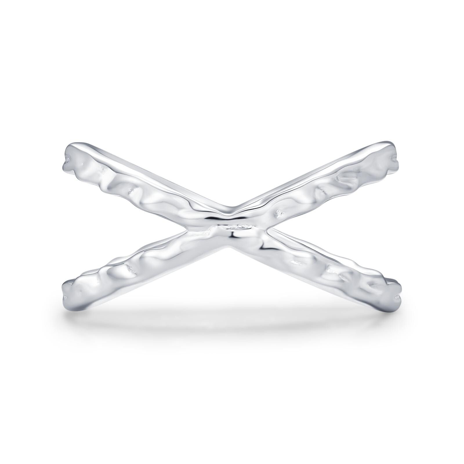 Hammered X Crossover Stacking Ring