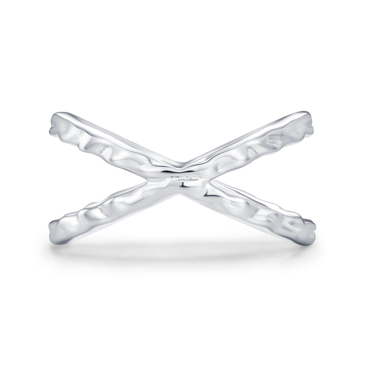 Hammered X Crossover Stacking Ring