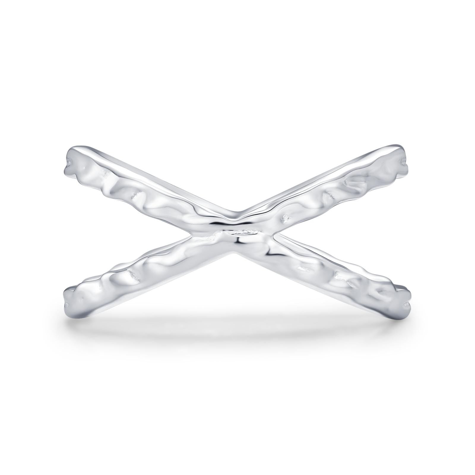 Hammered X Crossover Stacking Ring