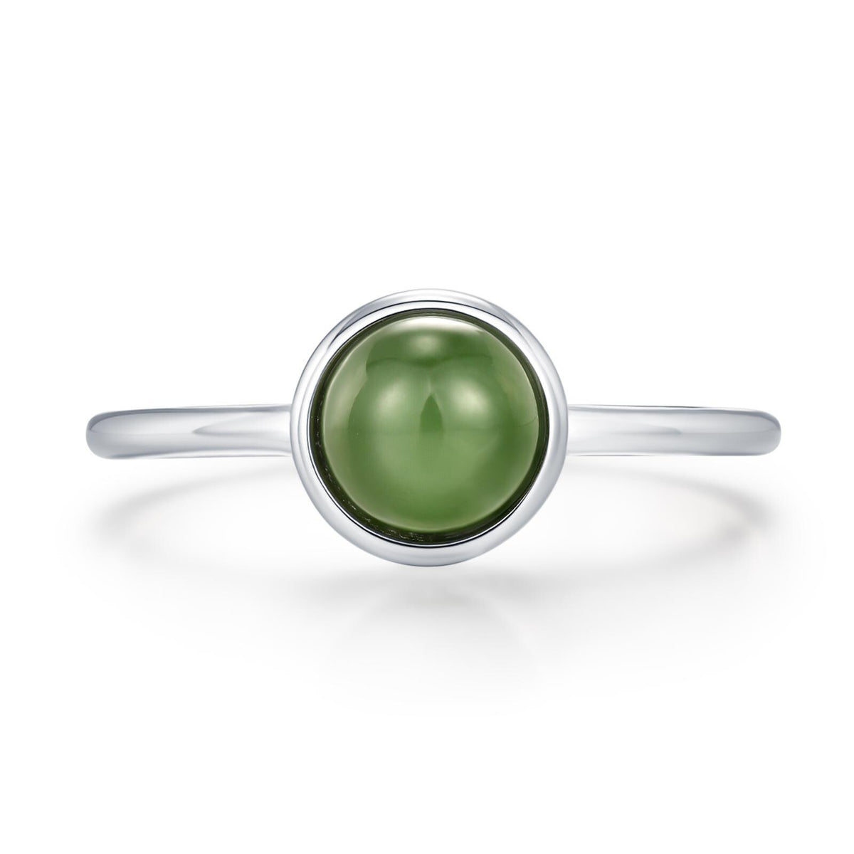 Green Jade Bezel Gemstone Ring