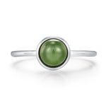 Green Jade Bezel Gemstone Ring