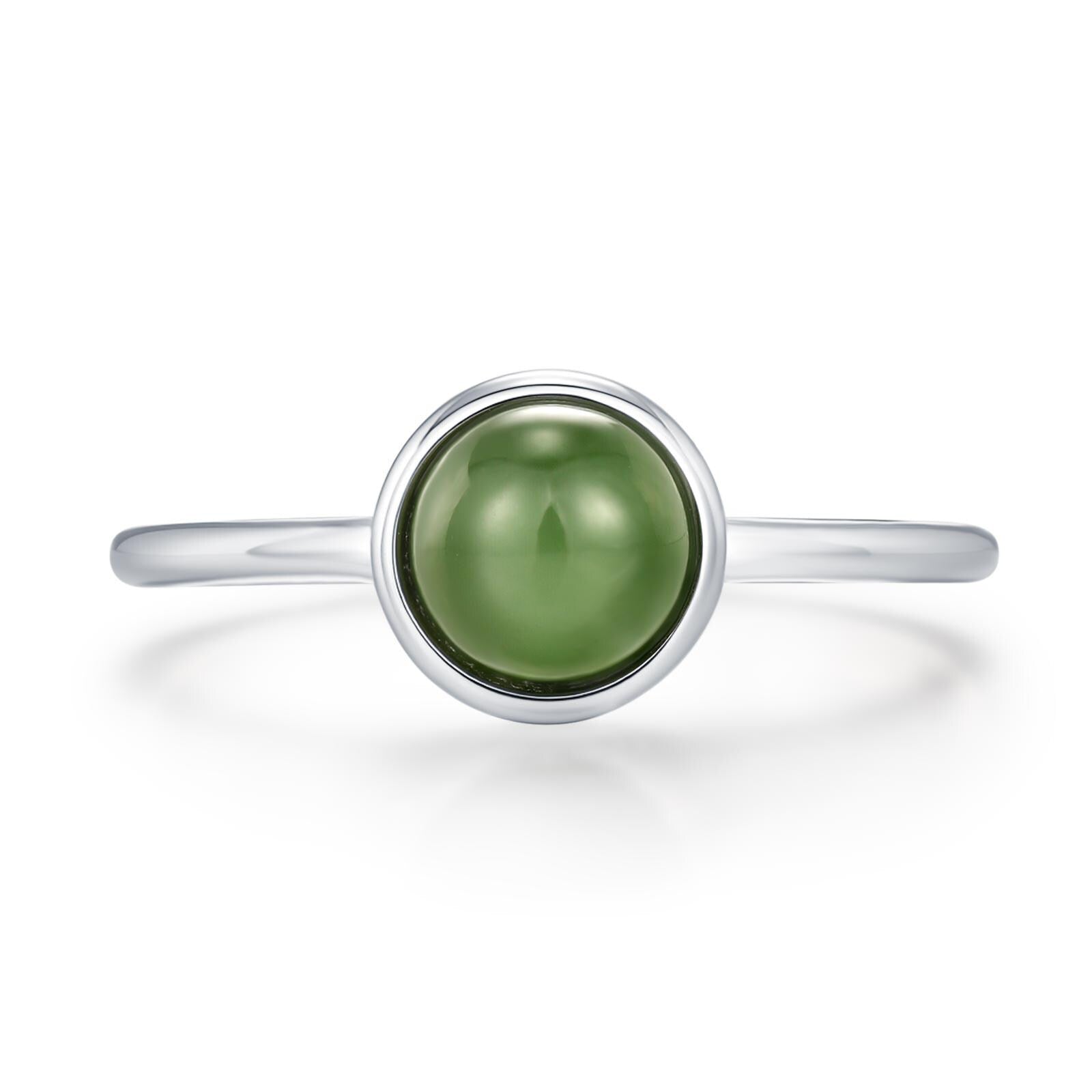 Green Jade Bezel Gemstone Ring