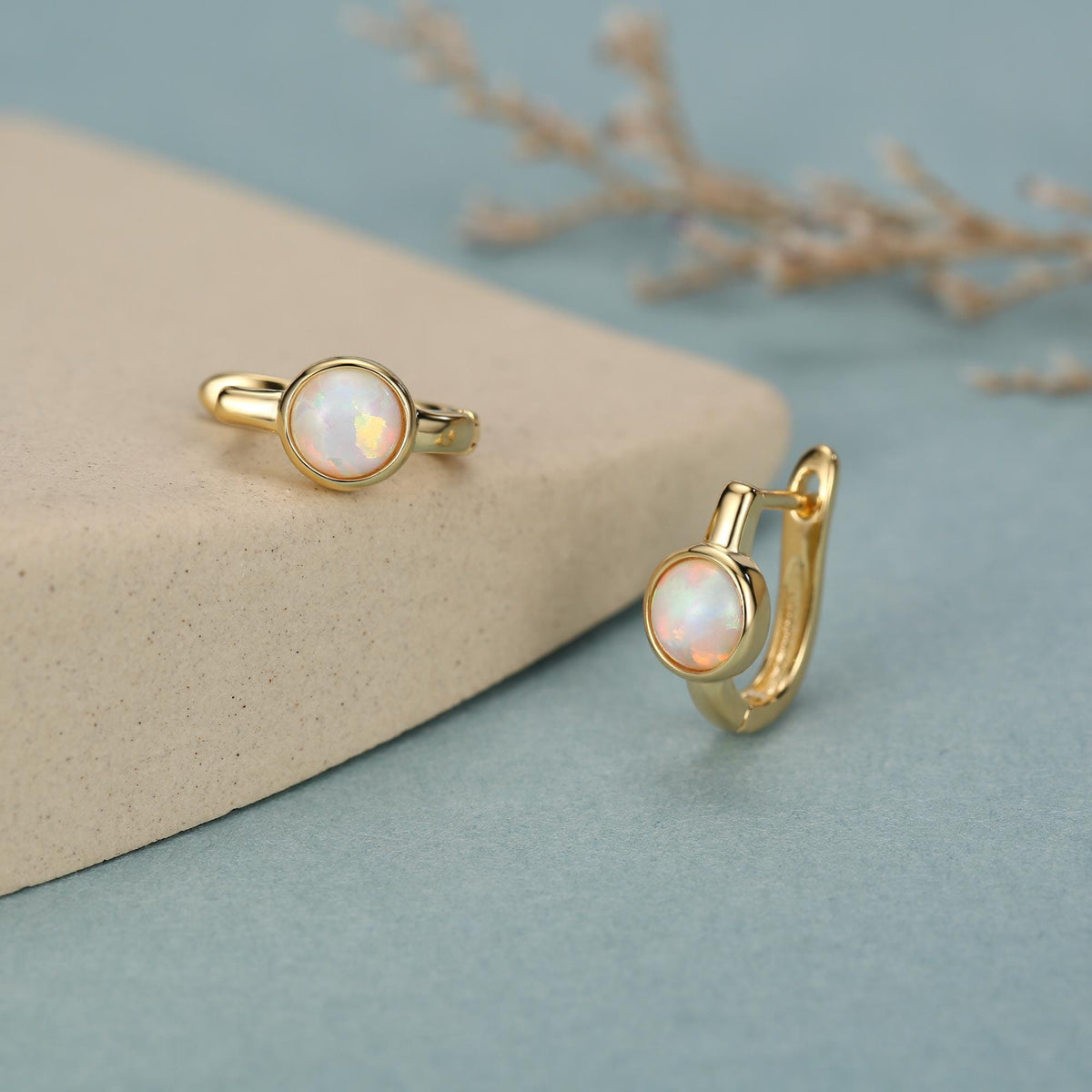 White Opal Huggie Hoop Earrings in Sterling Silver, Silver or Gold, 5mm Opal Lever Hoops, Opal Hoops, Simulated Opal Hoops, Fire Opal Hoops