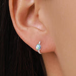 White Opal Huggie Hoop Earrings in Sterling Silver, Silver or Gold, 5mm Opal Lever Hoops, Opal Hoops, Simulated Opal Hoops, Fire Opal Hoops
