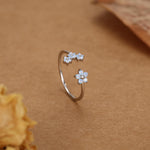 CZ Forget-me-not Flower Bouquet Open Ring