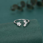 CZ Forget-Me-Not Flower Bouquet Open Ring