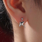 Sterling Silver Manta Ray Fish Drop Stud Earrings, Silver, or Gold or Rose Gold, Stingray Dangle Stud Earrings, Dainty Fish Dangle Earrings