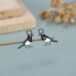 Sterling Silver Enamel Magpie Earring Charms