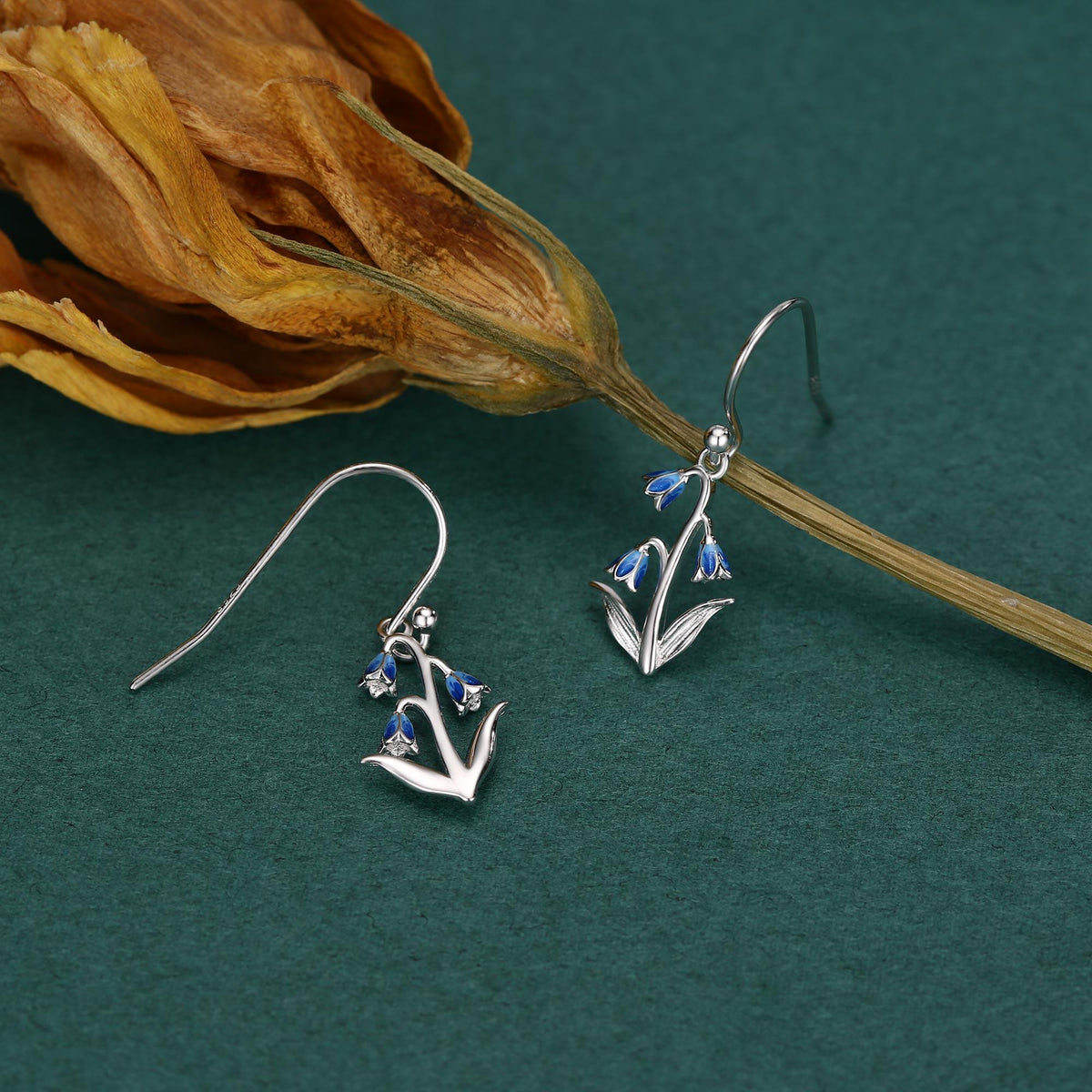 Sterling Silver Bluebell Flower Hook Earrings