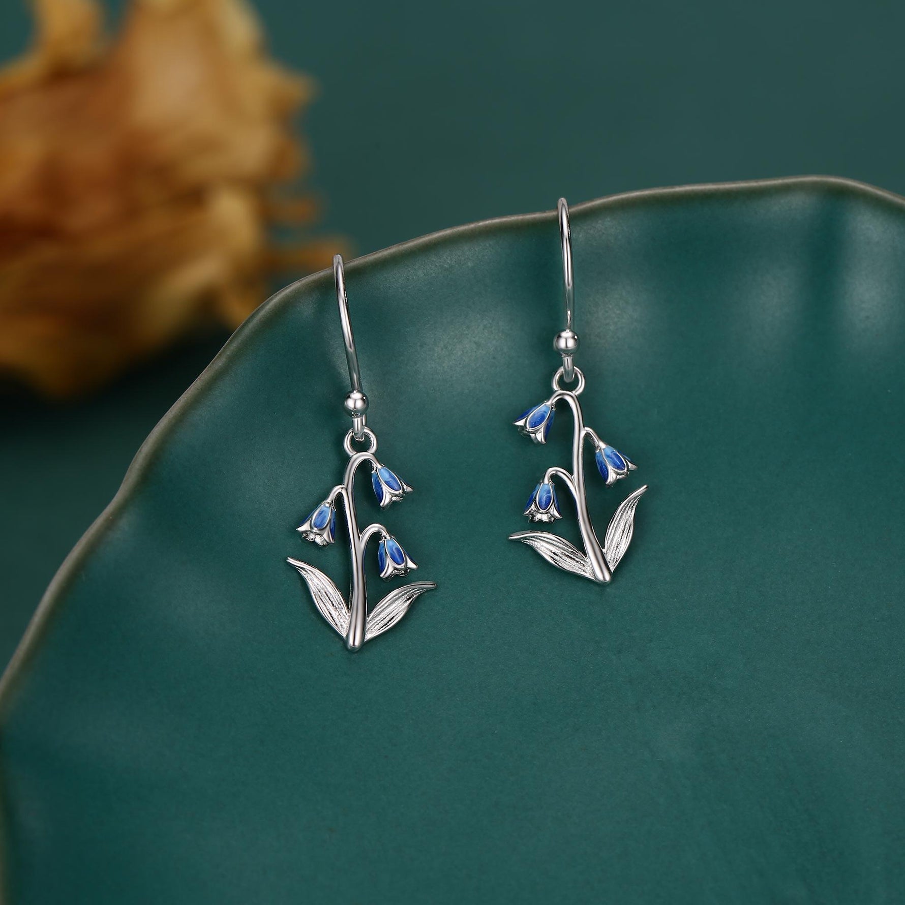 Sterling Silver Bluebell Flower Hook Earrings