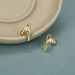 Sterling Silver Snowdrop Flower 18G Screw Back Earrings