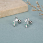 Sterling Silver Snowdrop Flower 18G Screw Back Earrings