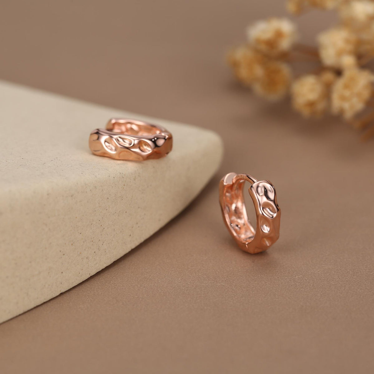 Sterling Silver Organic Molten Huggie Hoop Earrings