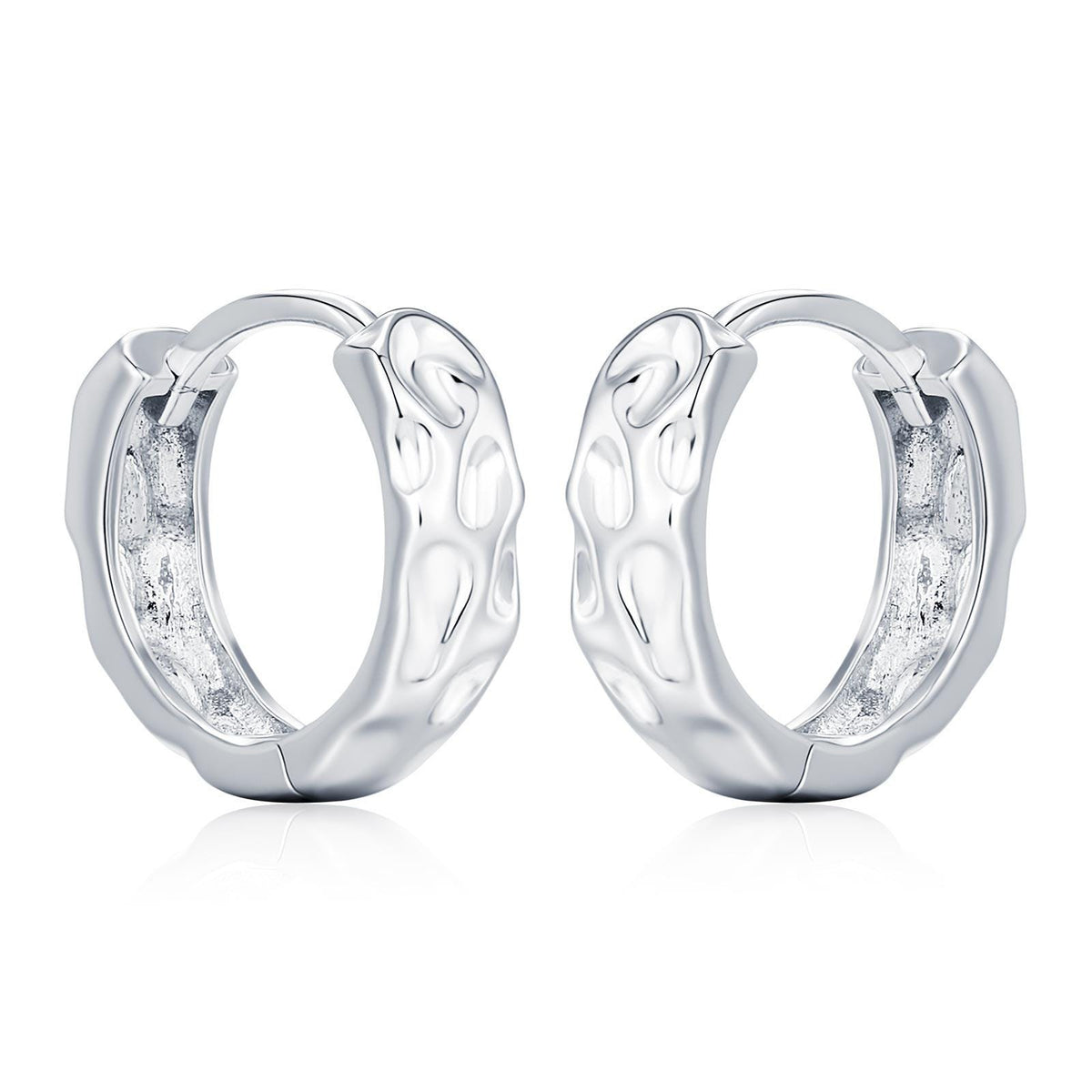 Sterling Silver Organic Molten Huggie Hoop Earrings