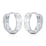Sterling Silver Organic Molten Huggie Hoop Earrings