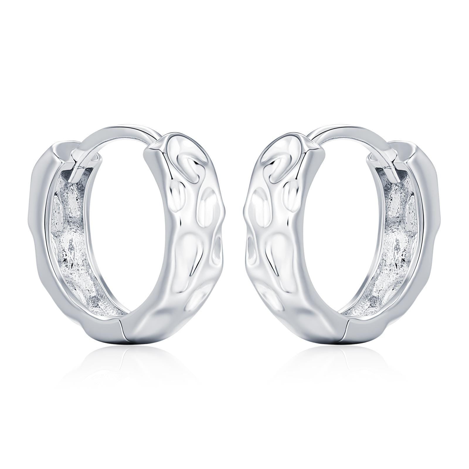Sterling Silver Organic Molten Huggie Hoop Earrings