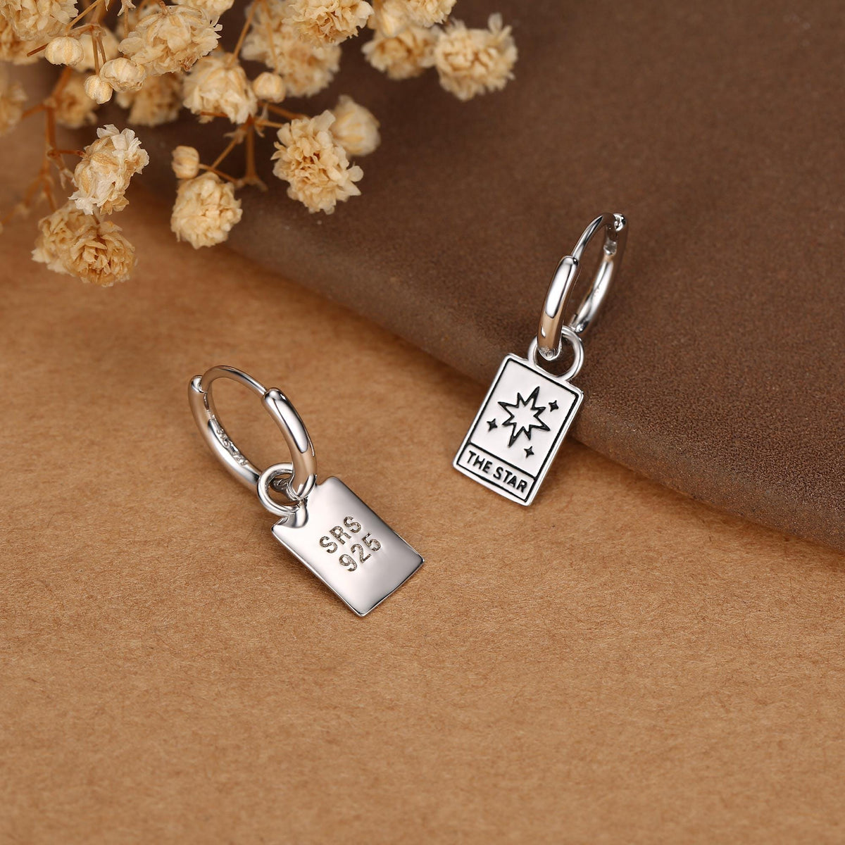 Sterling Silver Tarot Card Earring Charms for Hoop Earrings