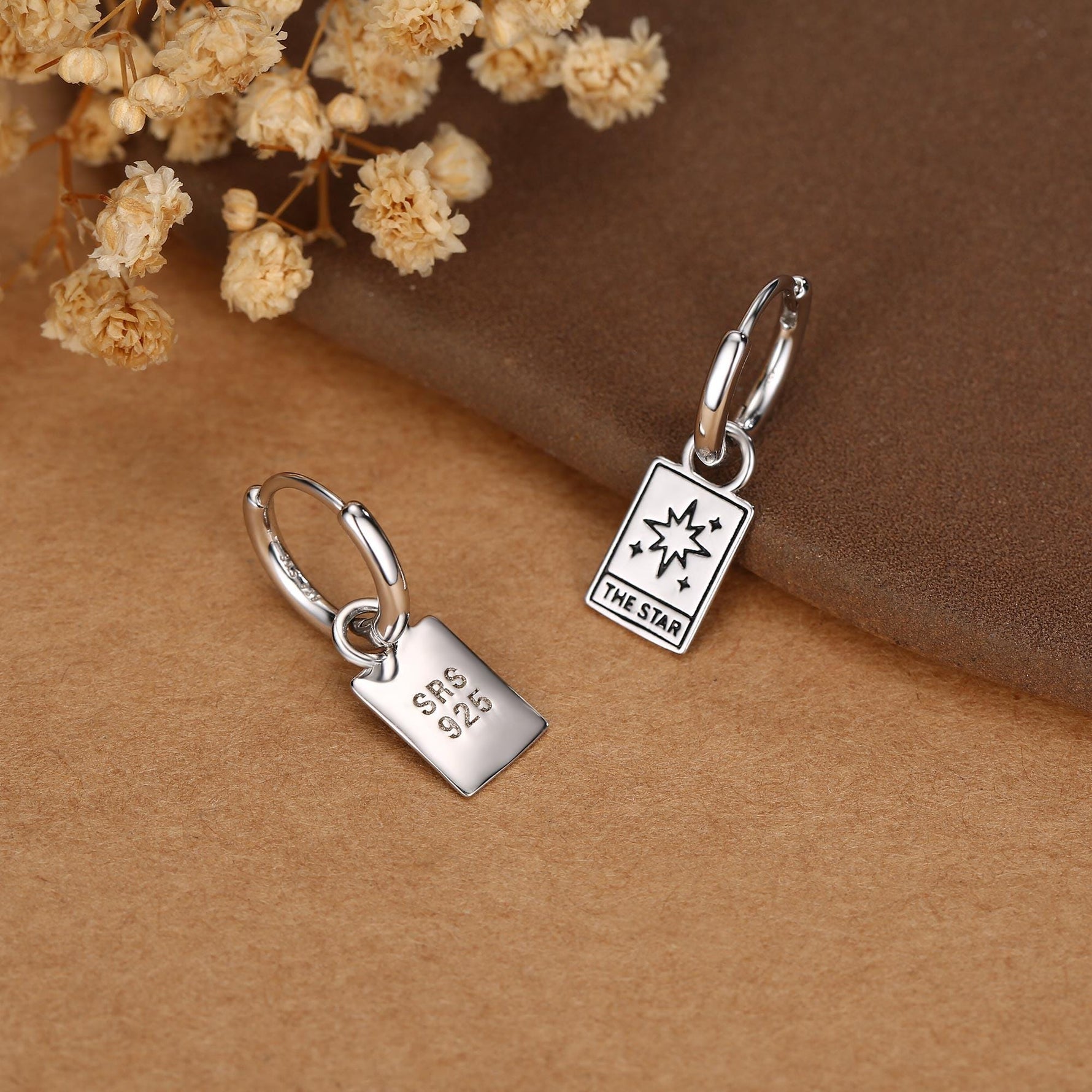 Sterling Silver Tarot Card Earring Charms for Hoop Earrings