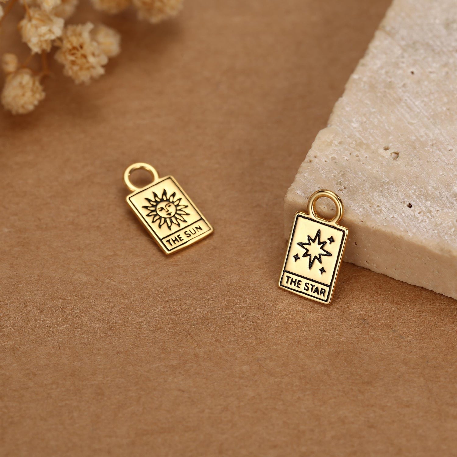 Sterling Silver Tarot Card Earring Charms for Hoop Earrings