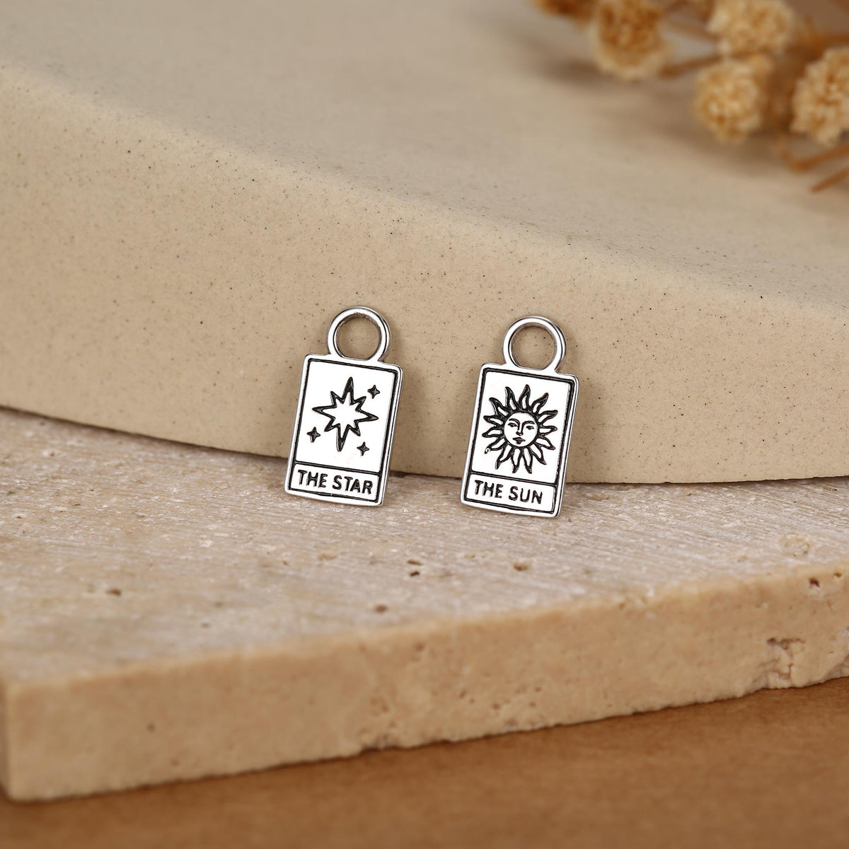 Sterling Silver Tarot Card Earring Charms for Hoop Earrings