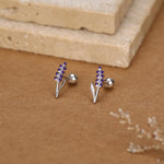 Sterling Silver Lavender Flower 18G Screw Back Earrings