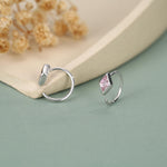Sterling Silver Pink Crystal Diamond Open Hoop Earrings