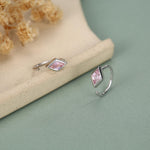 Sterling Silver Pink Crystal Diamond Open Hoop Earrings