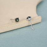 Sterling Silver Moss Agate Round Stud Earrings