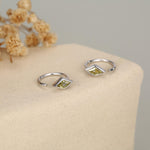 Sterling Silver Citrine Yellow CZ Crystal Rhoumbus Open Hoop Earrings