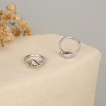 Sterling Silver Citrine Yellow CZ Crystal Rhoumbus Open Hoop Earrings