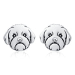 Sterling Silver Shih Tzu Dog Stud Earrings