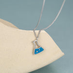 Sterling Silver Blue Chemistry Flask Necklace