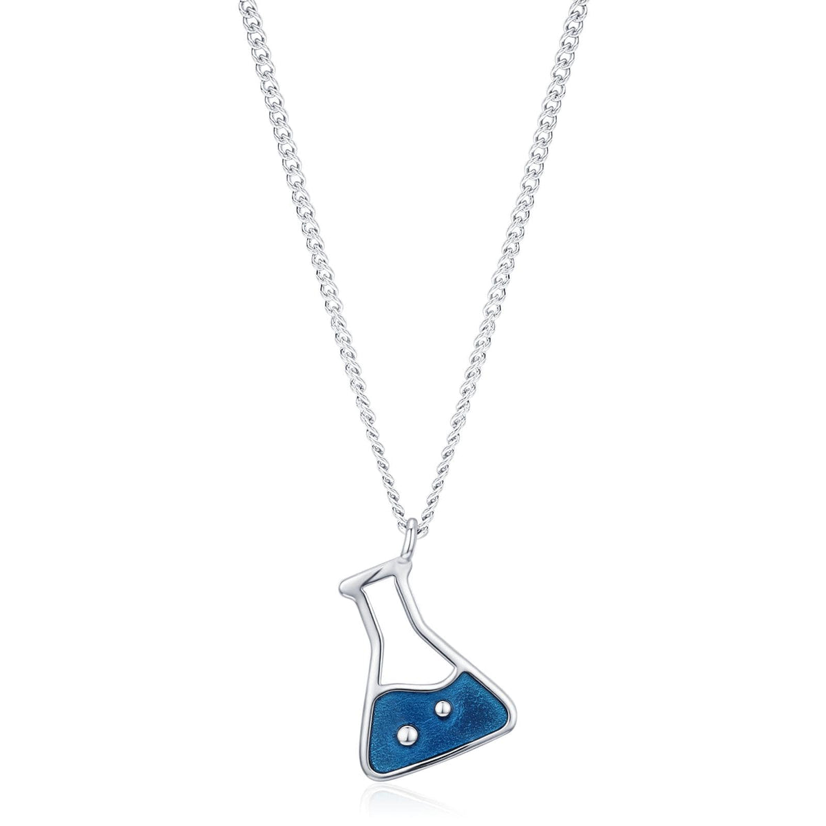 Sterling Silver Blue Chemistry Flask Necklace