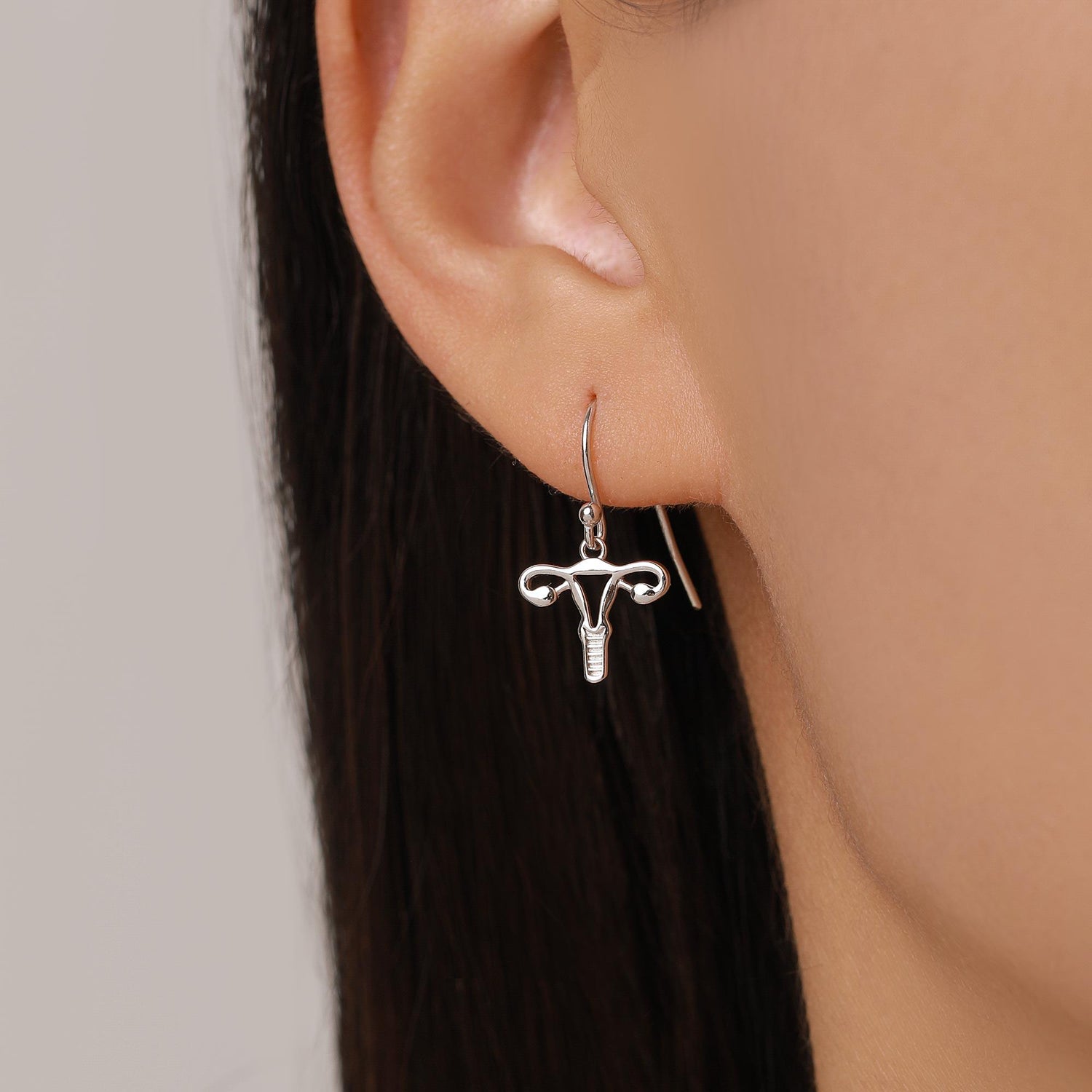 Sterling Silver Female Anatony Hoop Earrings
