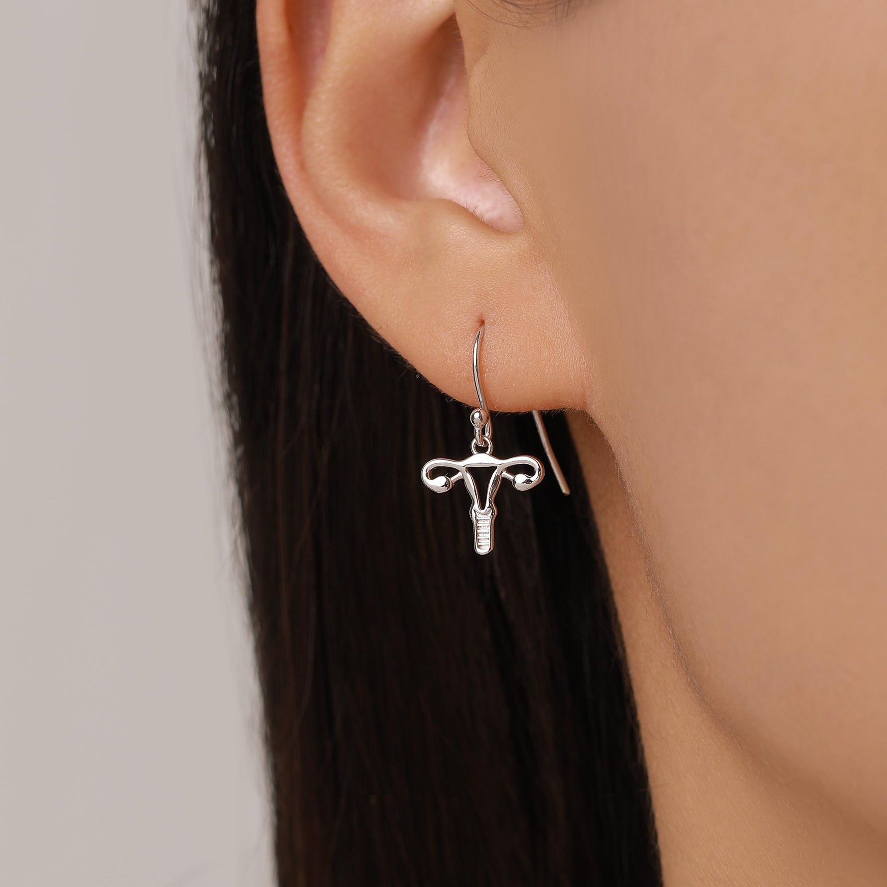 Sterling Silver Female Anatony Hoop Earrings