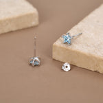 Sterling Silver 5mm Topaz Blue CZ Star Stud Earrings