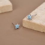 Sterling Silver 5mm Topaz Blue CZ Star Stud Earrings