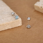 Sterling Silver Topaz Blue CZ Star 18G Screw Back Earrings