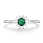 Sterling Silver Emerald Green CZ Halo Ring
