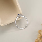 Sterling Silver Sapphire Blue CZ Halo Ring