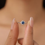Sterling Silver Sapphire Blue CZ Halo Ring