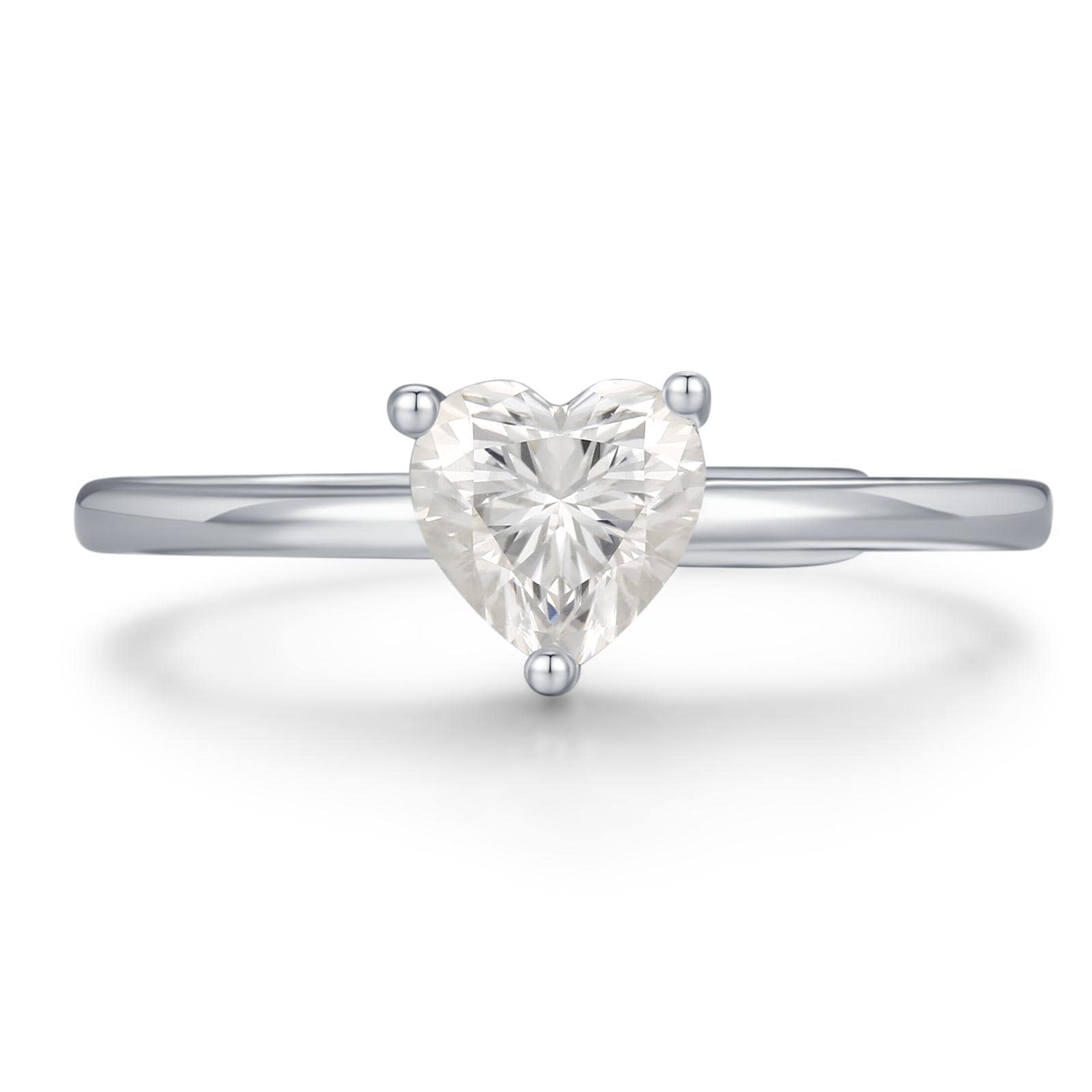 Sterling Silver Moissanite Heart Ring