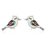 Sterling Silver Enamel Tiny Kookaburra Stud Earrings