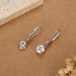 Aurora AB CZ Lever Back Hoop in Sterling Silver, 2 Sizes Available, 6mm or 6.5mm, Minimalist Simple AB Crystal Leverback Hoop Earrings
