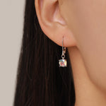 Aurora AB CZ Lever Back Hoop in Sterling Silver, 2 Sizes Available, 6mm or 6.5mm, Minimalist Simple AB Crystal Leverback Hoop Earrings
